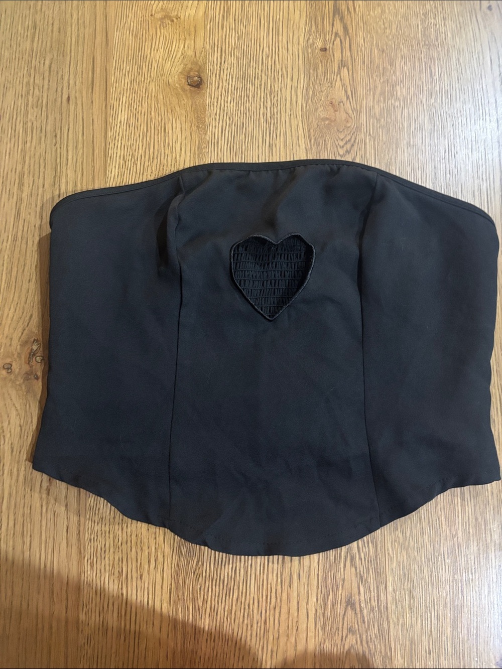 Shein Black Strapless Bustier Top with Heart Cutout